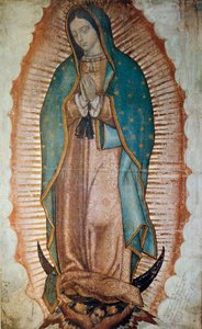 A Guadalupe-i Szűz, Mexikó védőszentjének ábrázolása.