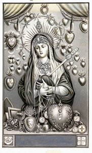 A Fájdalom Szűzének ábrázolása, mater dolorosa Jámbor Kép. A 20. századi magángyűjtemény debütálása alkotó: Anonymous Anonymous