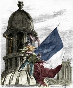 1830-as forradalom: háromszínű zászló a városházán. alkotó: Anonymous Anonymous