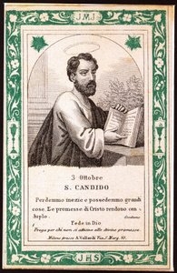 Szent Candide Jámbor kép. Képeslap. század eleje. Magángyűjtemény alkotó: Anonymous Anonymous