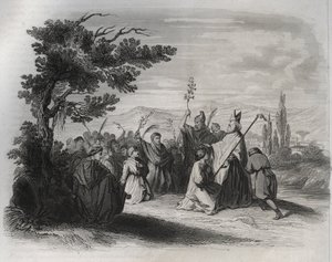 A száműzetésből hazatérő Saint Hilaire de Poitiers (310-368). Metszet 1846-ból a „Szentek élete” c. Magángyűjtemény. alkotó: Anonymous Anonymous