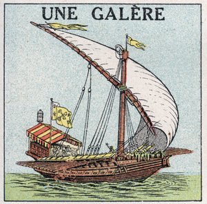 Hajók és hajók: gálya. 1925 névtelen illusztrációja. Magángyűjtemény. alkotó: Anonymous Anonymous