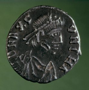 Ezüst tagadó a vandálok királyának, Gunthamundnak (484-496) képmásával. alkotó: Anonymous Anonymous