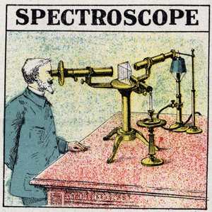 Spektrális elemzés: spektroszkóp. Névtelen illusztráció 1925-ből. Magángyűjtemény. alkotó: Anonymous Anonymous