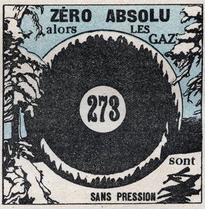 Hőmérséklet és tágulás: abszolút nulla (-273 Celsius-fok). Névtelen illusztráció 1925-ből. Magángyűjtemény. alkotó: Anonymous Anonymous