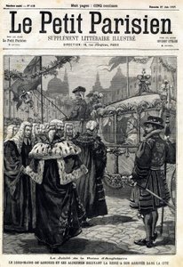 Viktória angol királynő jubileuma: London főpolgármestere, Horatio Davies (1819-1901) és a királynőt fogadó alpolgármesterei megérkeztek a városba. A „” Le Petit Parisien” című kötetben 1897.06.27. Magángyűjtemény alkotó: Anonymous Anonymous