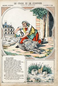 A hattyú és a szakács. Jean de LA FONTAINE (Lafontaine) (1621-1695) névtelen illusztrációja a Les Fables-hez. Pont-a-Mousson képmása, 1880 körül. Magángyűjtemény. alkotó: Anonymous Anonymous