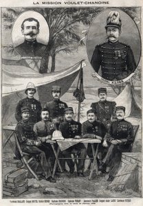A Voulet Chanoine küldetés (Voulet-Chanoine) Francia expedíció Csád gyarmati meghódítására: Octave Meynier hadnagy (1874-1961) és Arsene Klobb ezredes (1857-1899) portréja balról jobbra lent: Boutalland hadnagy, őrmester. alkotó: Anonymous Anonymous