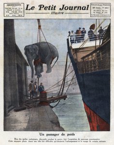 Egy elefánt hajóval érkezése, amelyet a háború után egy állatkert szerzett. Az 1921.11.20-i „” Le petit Journal illustrious”” illusztrációja. Magángyűjtemény alkotó: Anonymous Anonymous