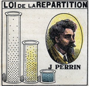 Az atomok: eloszlás törvénye Jean Perrin (1870-1942). Névtelen illusztráció 1925-ből. Magángyűjtemény. alkotó: Anonymous Anonymous