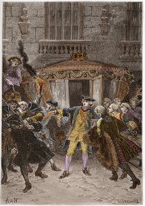 Damiens támadása (1757. január) – (Robert-Francois Damier alkotó: Anonymous Anonymous