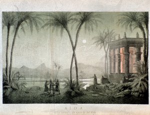 A Nílus partja. Illusztráció az Aida III. felvonásához, Giuseppe Verdi operája alkotó: Anonymous Anonymous