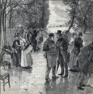 A könyv-könyv séta a párizsi rakparton. Metszet a „” Le petit parisien””-ben, 1892.10.30. Magángyűjtemény alkotó: Anonymous Anonymous