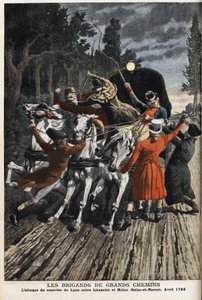 Az autópályák rablói: a lyoni posta támadása Lieusaint és Melun (Seine Et Marne) között 1796 áprilisában. Metszet a „Le Petite Journal”-ban alkotó: Anonymous Anonymous