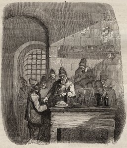 A bresti börtön kantinja a XIX. Pierre Zaccone (1817-1895) (Colonia Penale - Büntetőtelep) metszet az „Elítéltek története a megalkotásuktól napjainkig” című könyvébe (1877). Magángyűjtemény. alkotó: Anonymous Anonymous