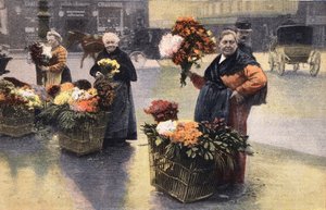 A krizantémparti: krizantémkereskedő az utcán. Metszés. A „Le petit parisien” című újság egyike 1910.11.20. Magángyűjtemény. alkotó: Anonymous Anonymous