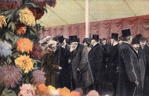 A krizantémparti: hivatalos krizantém kiállítás. Metszés. A „Le petit parisien” című újság egyike 1910.11.20. Magángyűjtemény. alkotó: Anonymous Anonymous