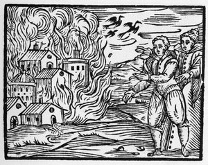 A várost felgyújtó varázslók átka – „Compendium Maleficarum””, a boszorkányokkal, gonoszságukkal és válogatásukkal foglalkozik Francesco Maria Guazzo vagy Guaccio vagy Guaccius (15? -16??) 1608 Magángyűjtemény alkotó: Anonymous Anonymous