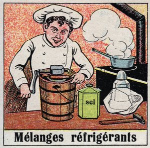 Hűtőipar: főzéshez használt hűtőközeg-keverékek. Névtelen illusztráció 1925-ből. Magángyűjtemény. alkotó: Anonymous Anonymous