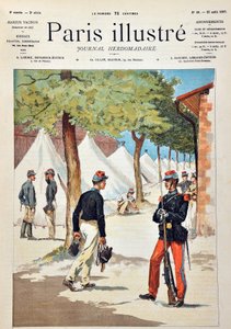 A Saint-Cyr (Saint Cyr) iskola diákjai a chalonsi táborban. Metszet 1887-ből a „” Paris-Illustrous folyóirat hetilapjában”. alkotó: Anonymous Anonymous