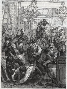 A bútorőrség ellopása (jelen Hotel de la Marine, Place de la Concorde) – 1792. szeptember 11. és 17. között egy héten elkövetett lopás, amelyet Paul Miette megbízásából egy banda követett el a Diamonds egy részéből, a Hotel du Garde-Meuble-ben. de la Couro alkotó: Anonymous Anonymous