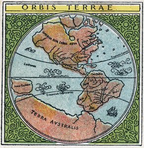 Időpont: orbis terrae. A földgömb Ecuadorral és a trópusokkal. Névtelen illusztráció 1925-ből. Magángyűjtemény. alkotó: Anonymous Anonymous