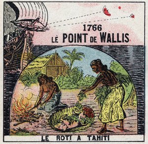 Idő: Samuel Wallis (1728-1795) pontja 1766-ban, amely lehetővé teszi annak a pontnak a hosszúsági fokának a meghatározását, ahol ez volt, a csillagok és a Hold távolságához viszonyítva. Névtelen illusztráció 1925-ből. Magángyűjtemény. alkotó: Anonymous Anonymous