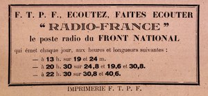 Az FFI-FTPF felhívása, hogy hallgassa a Radio France-ot, „a Front National rádióállomását”” alkotó: Anonymous Anonymous