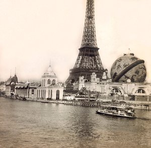 1900-as egyetemes kiállítás – Universelle de 1900 Párizsban: Az égi földgömb és az Eiffel-torony – magángyűjtemény alkotó: Anonymous Anonymous