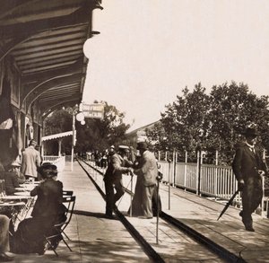 1900-as egyetemes kiállítás – Universelle de 1900 kiállítás Párizsban: A gördülő járda – magángyűjtemény alkotó: Anonymous Anonymous