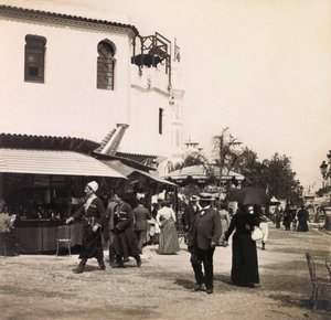 1900-as egyetemes kiállítás - 1900-as egyetemes kiállítás Párizsban: Kairó utcája - magángyűjtemény alkotó: Anonymous Anonymous
