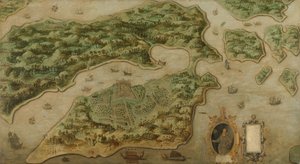 Ambon látképe, 1617 körül (olaj, vászon) alkotó: Anonymous Anonymous