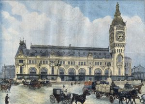 A párizsi Gare de Lyon látképe 1902-ben. Metszet a „Le Peute Parisien”-ben” alkotó: Anonymous Anonymous