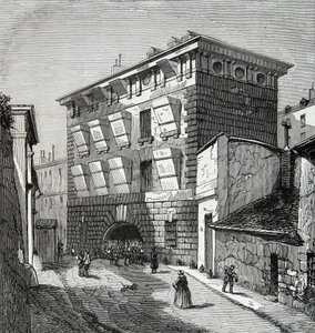Kilátás az egykori La Force börtönre, rue du roi de Sicily Párizsban a 19. században, Metszet, Magángyűjtemény alkotó: Anonymous Anonymous