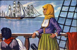 a görög függetlenség hősnője Bubulina (Bouboulina) Laskarina (1771-1825) ábrázolása egy plakát után. alkotó: Anonymous Anonymous