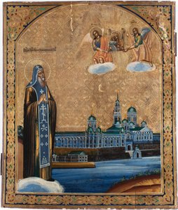 A Seliger-tó Szent Nilusa, 1800-as évek alkotó: Anonymous Russian icon painter