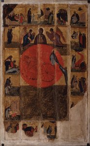Illés próféta jelenetekkel az életéből, 14. század vége. alkotó: Anonymous Russian icon painter