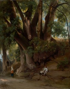 Olasz táj fákkal (út Albano közelében) alkotó: Anselm Feuerbach