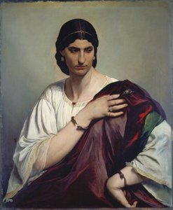 Lucrezia Borgia; Római nő portréja fehér tunikában és piros köntösben, 1862-66 körül (olaj, vászon) alkotó: Anselm Feuerbach