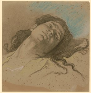 Női fej tanulmány, hátrahajolva, kibontott hajjal alkotó: Anselm Feuerbach