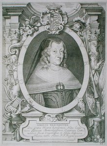 Amalie Elisabeth of Hanau-Muntzenberg (1602-51) a „Portraits des Hommes Illustres” című művéből, Petrus de Iode metszete, 1706-ban megjelent (metszet)
