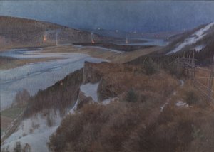 Walpurgis éjszaka Bergslagenben, Grangärde Dalarnában, 1896 alkotó: Anshelm Leonard Schultzberg