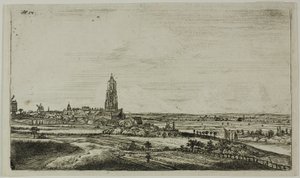 Kilátás egy holland városra (Rhenan) alkotó: Anthonie Waterloo