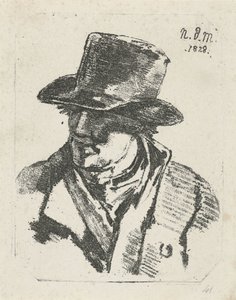 Egy kalapos férfi mellszobra alkotó: Anthonie Willem Hendrik Nolthenius de Man