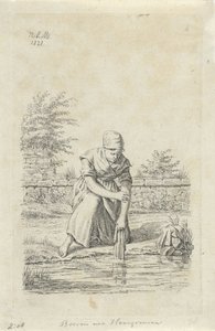 Gyantázó nő Hainautból Hainaut-i gazda (cím a tárgyon) Farmerek és női gazdálkodók a Holland Királyságból (sorozat címe) alkotó: Anthonie Willem Hendrik Nolthenius de Man