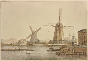 Három szélmalom Amszterdam közelében alkotó: Anthonie van Borssom