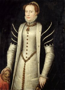 Nemesasszony portréja kiskutyával, 1555 (olaj, tölgyfa tábla)