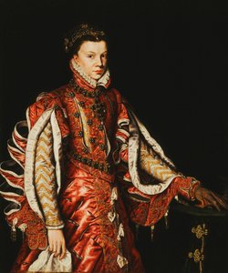 Valois Erzsébet spanyol királynő portréja, háromnegyed hosszúságú,