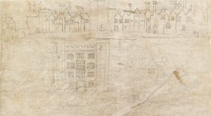 Épületek az Oatlands Palace déli frontja mentén, 1550-es évek alkotó: Anthonis van den Wyngaerde