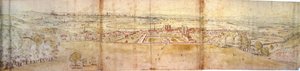 Greenwich Palace és London a Greenwich Hillről, 1544 körül (toll, tinta, kréta és kréta, papír)